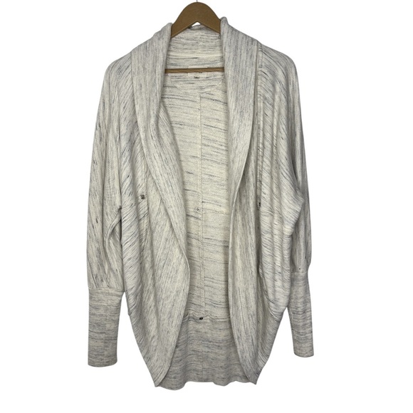 WILFRED Open Front Drape Cocoon Cardigan Sweater | Gray Marled | Medium - Picture 1 of 9